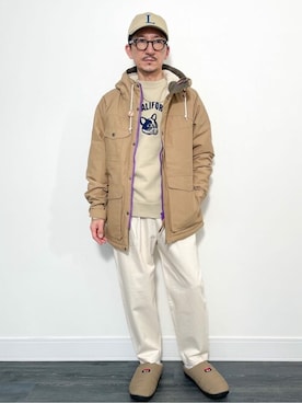 「CHUMS（チャムス）のアイテム（ジャケット/アウター）」を使った、JEANS FACTORYさん（メンズ・171cm）の冬コーディネート