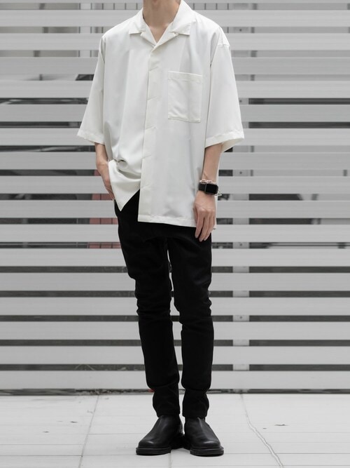 ato アトウ柄シャツ ATO（アトウ） シャツ OPEN COLLAR SHIRTS WITH PLEATS メンズ