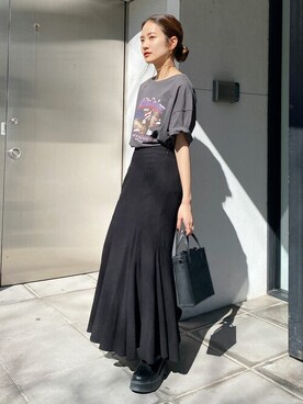 「Ungrid（アングリッド）のイーグルプリントTee（Tシャツ/カットソー）」を使った、Ungrid STAFFさん（レディース・155cm）の春コーディネート