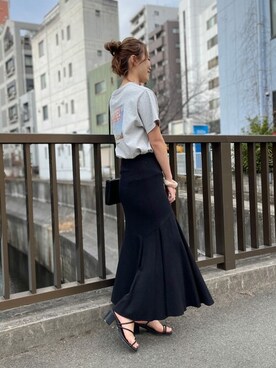 「Ungrid（アングリッド）のフィットマーメイドスカート（スカート）」を使った、Ungrid STAFFさん（レディース・163cm）の春コーディネート