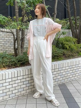 「Ungrid（アングリッド）のアイテム（スラックス）」を使った、Ungrid STAFFさん（レディース・158cm）の春コーディネート