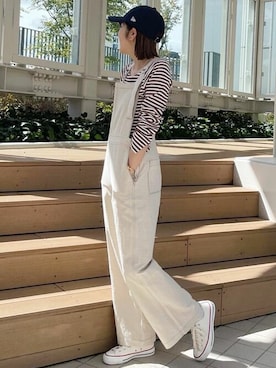 「Ungrid（アングリッド）のアイテム（オールインワン・サロペット）」を使った、Ungrid STAFFさん（レディース・158cm）の春コーディネート