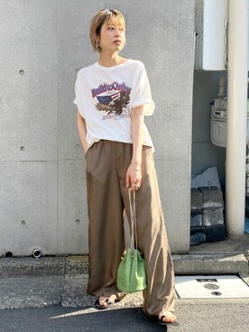 「Ungrid（アングリッド）のイーグルプリントTee（Tシャツ/カットソー）」を使った、Ungrid STAFFさん（レディース・160cm）の春コーディネート