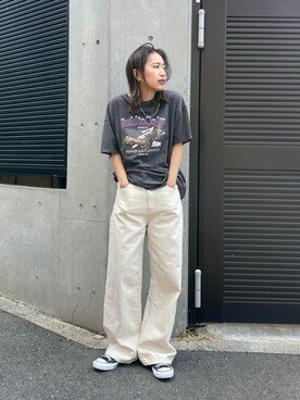 「Ungrid（アングリッド）のイーグルプリントTee（Tシャツ/カットソー）」を使った、Ungrid STAFFさん（レディース・161cm）の春コーディネート