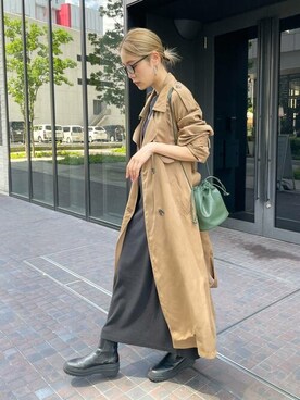 「Ungrid（アングリッド）のアイテム（トレンチコート）」を使った、Ungrid STAFFさん（レディース・164cm）の夏コーディネート