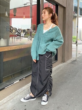 「Ungrid（アングリッド）のアイテム（カーディガン/ボレロ）」を使った、Ungrid STAFFさん（レディース・159cm）の夏コーディネート