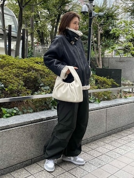 「Ungrid（アングリッド）のアイテム（ムートンコート）」を使った、Ungrid STAFFさん（レディース・158cm）の秋コーディネート