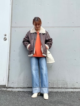 「Ungrid（アングリッド）のアイテム（ムートンコート）」を使った、Ungrid STAFFさん（レディース・158cm）の秋コーディネート