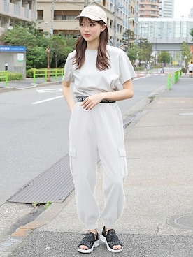 「Honeys（ハニーズ）のアイテム（帽子）」を使った、ハニーズさん（レディース・165cm）の夏コーディネート