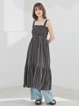 「Honeys（ハニーズ）のアイテム（デニムパンツ）」を使った、ハニーズさん（レディース・163cm）の夏コーディネート