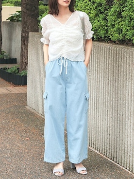 「Honeys（ハニーズ）のアイテム（デニムパンツ）」を使った、ハニーズさん（レディース・163cm）の夏コーディネート