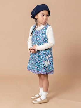 「アイテム（ジャンパースカート）」を使った、KPさん（キッズ・110cm）の秋コーディネート