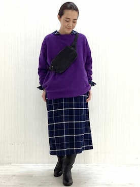 「デイリーカジュアル」｜「アイテム（シャツワンピース）」を使った、Yokoさん（レディース・158cm）の冬コーディネート