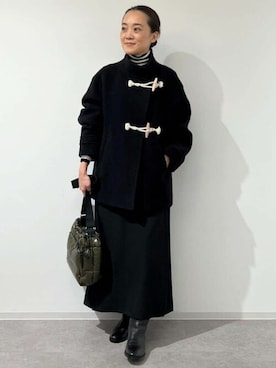 「タートルネック」｜「アイテム（ダッフルコート）」を使った、Yokoさん（レディース・158cm）の秋コーディネート