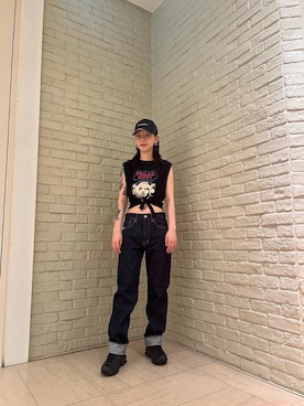 「HYSTERIC GLAMOUR（ヒステリックグラマー）のアイテム（タンクトップ）」を使った、ゆうかさん（レディース・164cm）の夏コーディネート