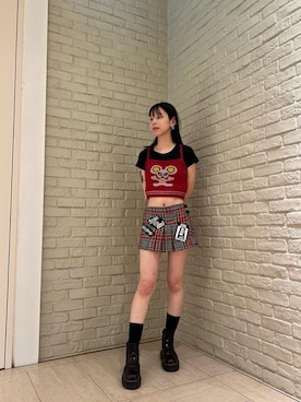 「アイテム（キャミソール、レッド系）」を使った、ゆうかさん（レディース・164cm）の夏コーディネート