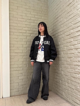 「アイテム（スタジャン）」を使った、ゆうかさん（レディース・164cm）の夏コーディネート