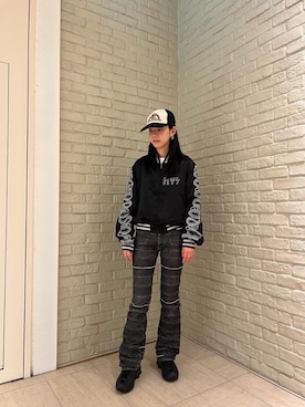 「アイテム（スタジャン）」を使った、ゆうかさん（レディース・164cm）の秋コーディネート