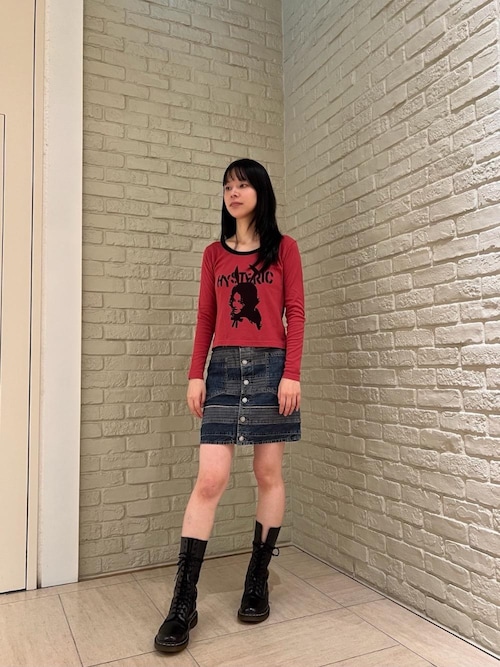 ヒステリックグラマー　ちびTシャツ　レース HYSTERIC GLAMOUR tシャツ BUNNY GIRLレースアップ チビTシャツ