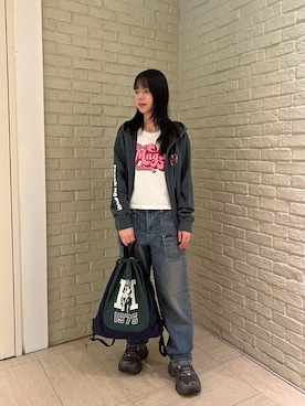 「HYSTERIC GLAMOUR（ヒステリックグラマー）のBLACK MAGIC WOMAN チビTシャツ（Tシャツ/カットソー）」を使った、ゆうかさん（レディース・164cm）の秋コーディネート