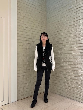 「HYSTERIC GLAMOUR（ヒステリックグラマー）のアイテム（ベスト）」を使った、ゆうかさん（レディース・164cm）の秋コーディネート