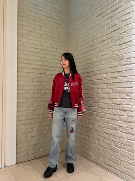 「アイテム（スタジャン）」を使った、ゆうかさん（レディース・164cm）の秋コーディネート