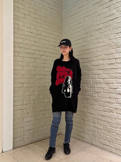 スウェットワンピース・黒●ヒステリックグラマー FLAME WOMAN編込 ワンピース（ワンピース）｜HYSTERIC GLAMOUR