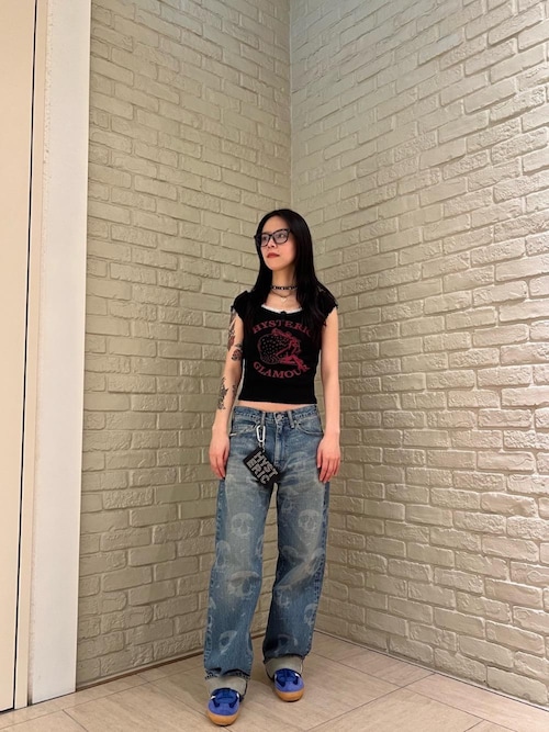 初期 HYSTERIC GLAMOUR チビT 半袖 総柄 フリーサイズ HYSTERIC GLAMOUR（ヒステリックグラマー）の「HYSTERIC'S GUITAR