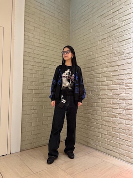 「HYSTERIC GLAMOUR（ヒステリックグラマー）の1タックワイドデニムパンツ（デニムパンツ、ブルー系）」を使った、ゆうかさん（レディース・164cm）の春コーディネート
