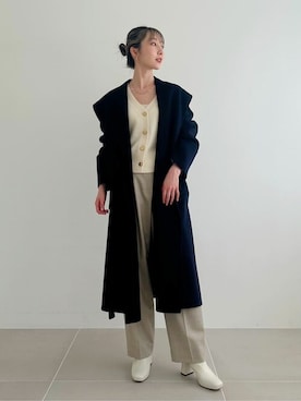 「ニットカーディガン」｜「アイテム（その他アウター）」を使った、Rinaさん（レディース・164cm）の冬コーディネート