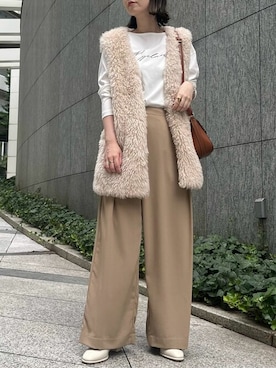 「ベスト」｜「アイテム（ノーカラージャケット）」を使った、a.v.v本社スタッフさん（レディース・160cm）の秋コーディネート