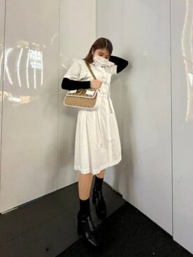 「Guess（ゲス）のアイテム（シャツワンピース）」を使った、GUESS JAPANさん（レディース・155cm）の春コーディネート