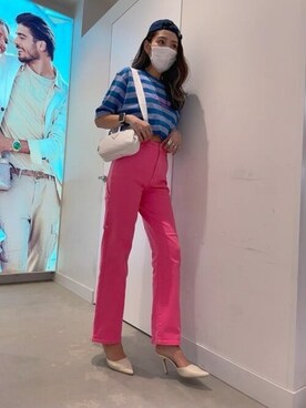 「Guess（ゲス）のアイテム（帽子）」を使った、GUESS JAPANさん（レディース・169cm）の春コーディネート
