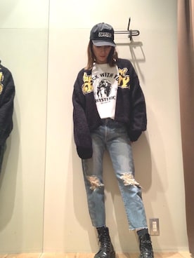 「アイテム（その他アウター、ブラック系）」を使った、kanaさん（レディース・172cm）の秋コーディネート