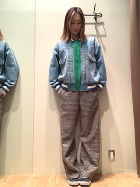 「ワイドパンツ 」｜「アイテム（デニムジャケット）」を使った、kanaさん（レディース・172cm）の秋コーディネート