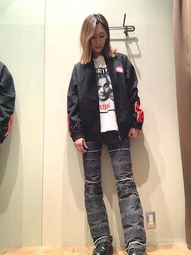 「アイテム（その他アウター、ブラック系）」を使った、kanaさん（レディース・172cm）の秋コーディネート