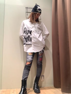 「シャツ 」｜「アイテム（帽子）」を使った、kanaさん（レディース・172cm）の冬コーディネート