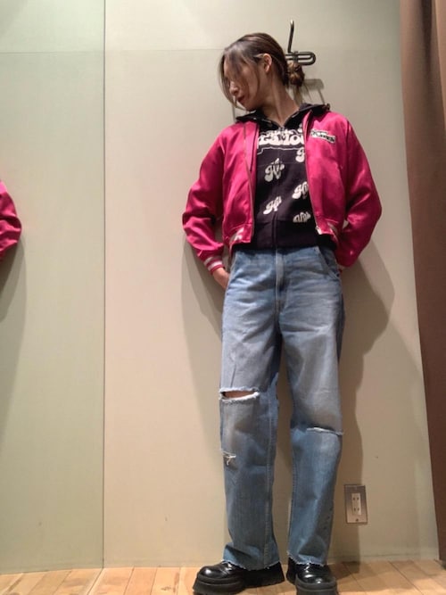 希少【ヒステリックグラマー】Y2K ベロア 刺繍 ヒスガール リブ ブルゾン Ｓ HYSTERIC GLAMOUR（ヒステリックグラマー）の「SNAKE&SKULL刺繍