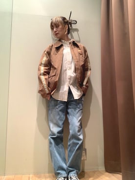「シャツ 」｜「アイテム（ブルゾン）」を使った、kanaさん（レディース・172cm）の冬コーディネート