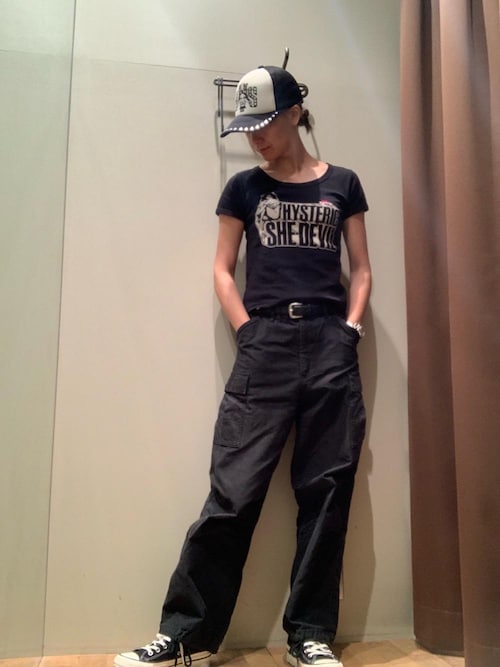 【希少美品】ヒステリックグラマー ブラックカーゴパンツ サイドプリント 希少美品】ヒステリックグラマー ブラックカーゴパンツ サイド