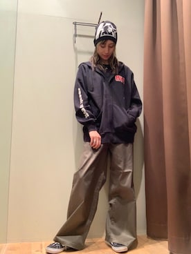 「アイテム（ニットキャップ/ビーニー）」を使った、kanaさん（レディース・172cm）の秋コーディネート