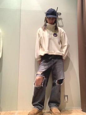 「HYSTERIC GLAMOUR（ヒステリックグラマー）のVIXEN LINE刺繍 キャップ（キャップ）」を使った、kanaさん（レディース・172cm）の秋コーディネート