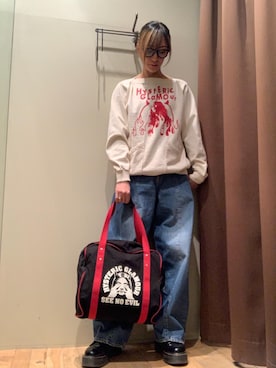「HYSTERIC GLAMOUR（ヒステリックグラマー）のカーブデニムパンツ（デニムパンツ、ブルー系）」を使った、kanaさん（レディース・172cm）の春コーディネート