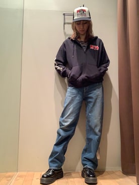 「HYSTERIC GLAMOUR（ヒステリックグラマー）のGUITAR GIRL メッシュキャップ（キャップ、ブラック系）」を使った、kanaさん（レディース・172cm）の春コーディネート