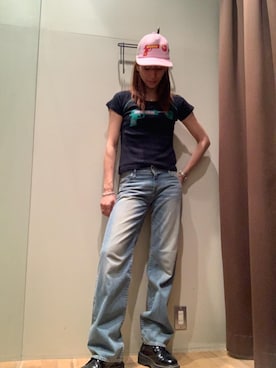「HYSTERIC GLAMOUR（ヒステリックグラマー）のローライズストレートデニムパンツ（その他パンツ、ブルー系）」を使った、kanaさん（レディース・172cm）の夏コーディネート