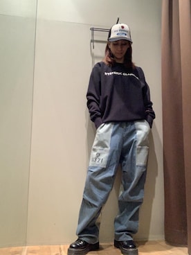 「HYSTERIC GLAMOUR（ヒステリックグラマー）のMY HYSTERIC メッシュキャップ（キャップ、ブラック系）」を使った、kanaさん（レディース・172cm）の秋コーディネート