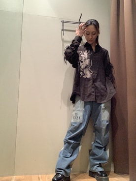 「HYSTERIC GLAMOUR（ヒステリックグラマー）のHYSTERIC TYPICAL GIRLS スリットリボンシャツ（シャツ/ブラウス、ブラック系）」を使った、kanaさん（レディース・172cm）の秋コーディネート