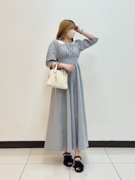 「MAJESTIC LEGON（マジェスティックレゴン）の【お気に入り14000件超え】チャームセットキルティングバッグ（ショルダーバッグ、ホワイト系）」を使った、ふうかさん（レディース・156cm）の春コーディネート