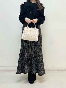 「MAJESTIC LEGON（マジェスティックレゴン）の取り外しできるパールブーツ（ブーツ、ブラック系）」を使った、ふうかさん（レディース・156cm）の秋コーディネート