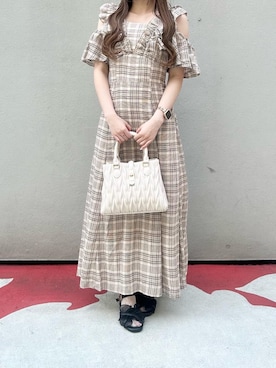 「フェミニン 」｜「アイテム（ワンピース/ドレス）」を使った、ふうかさん（レディース・156cm）の夏コーディネート